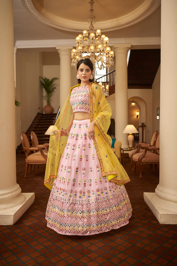 Latest Premium Banarasi Silk Skirt/Lehenga (Light Blue & Gold) – Yashroop